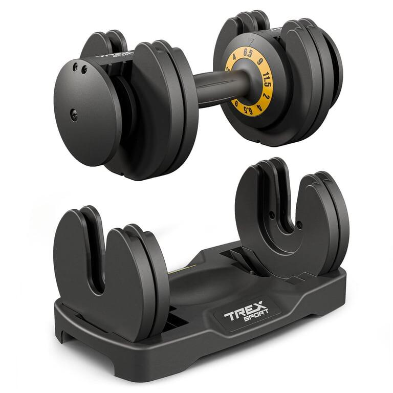 Hantel regulowany żeliwny do ćwiczeń Trex Sport z systemem pokręteł 2-11,5kg