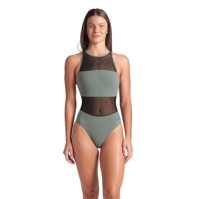 Arena badpak mesh panel vent back groen