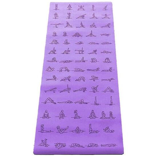 Yoga mat rubber-PU 5mm houdingen gegraveerde grip droge of natte handen