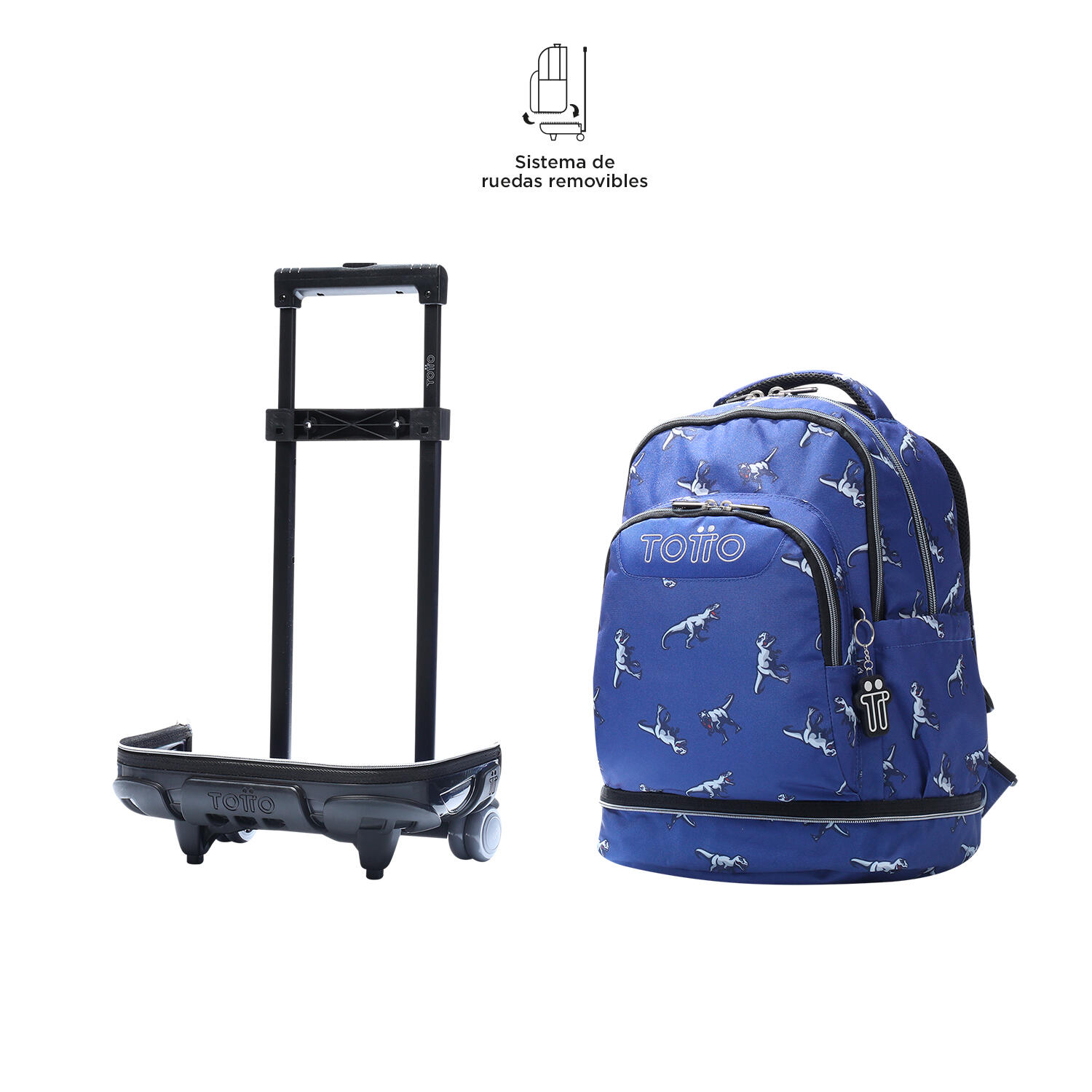Totto Mochila escolar ruedas Tiza Desmontable Dinosaurs Blue Poliéster reciclad 5/5