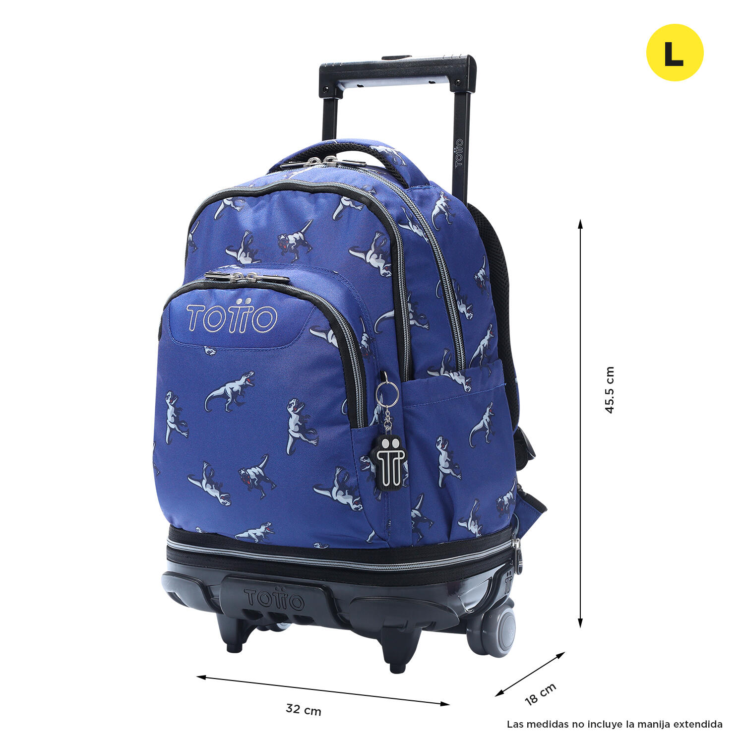 Totto Mochila escolar ruedas Tiza Desmontable Dinosaurs Blue Poliéster reciclad 2/5