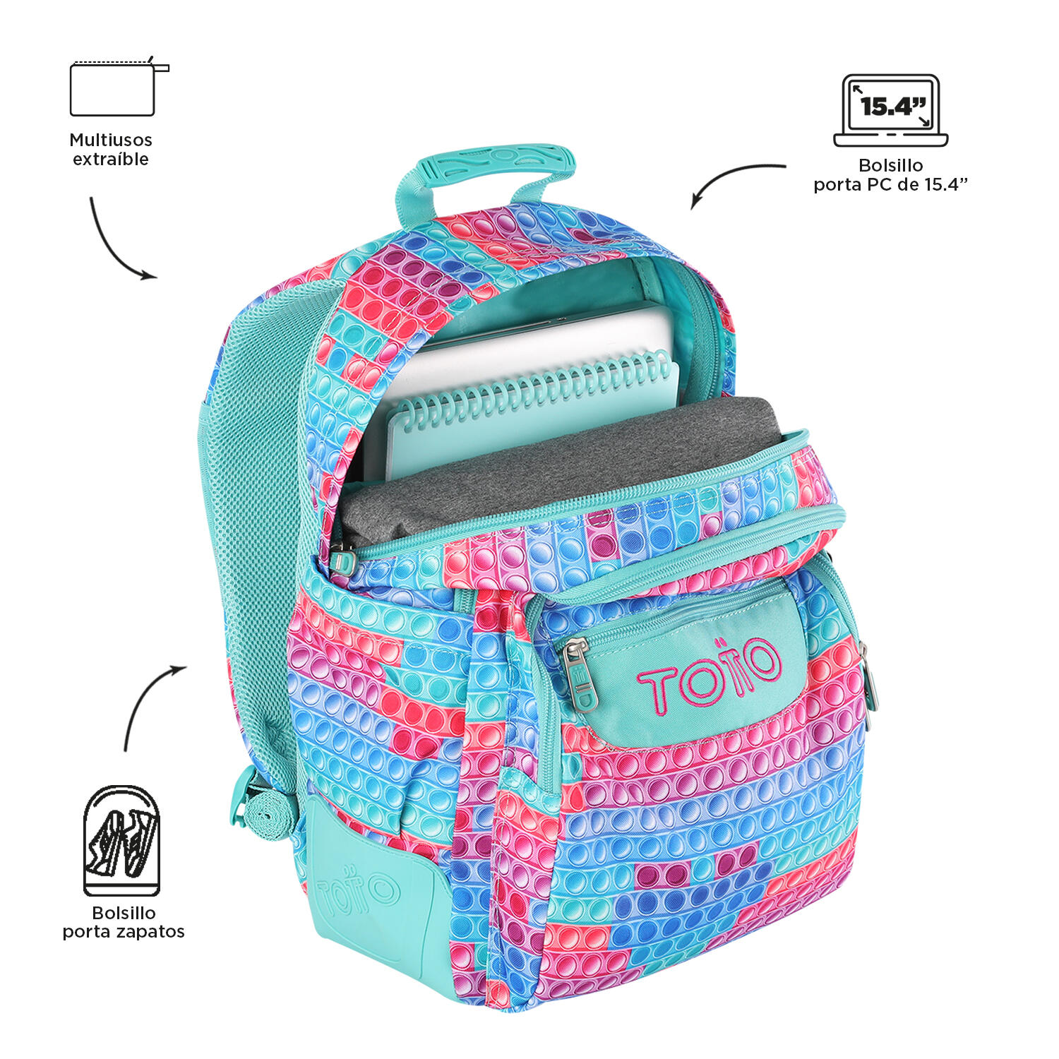 Totto Mochila escolar Crayoles Pupit Poliéster 33 x44 x13.5 cm 4/5