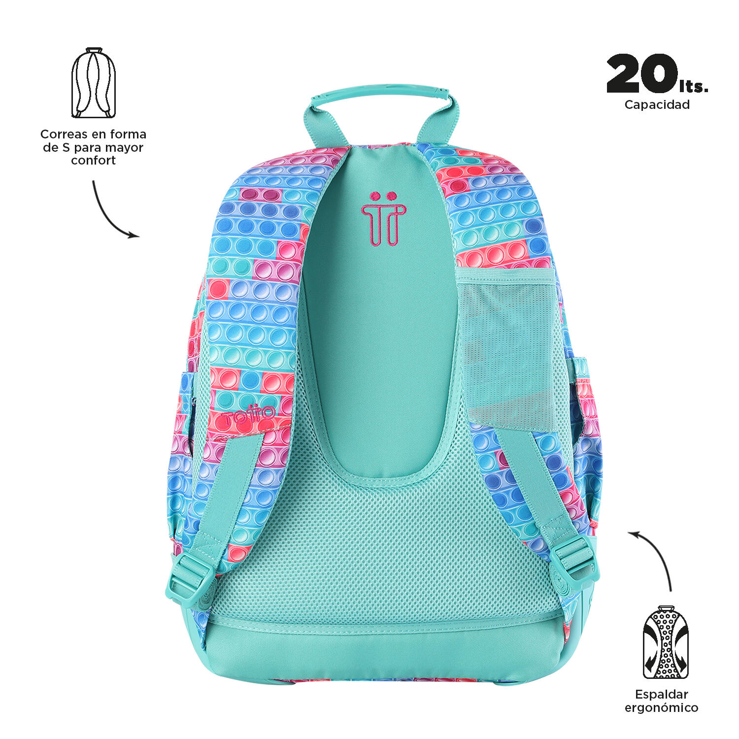 Totto Mochila escolar Crayoles Pupit Poliéster 33 x44 x13.5 cm 3/5
