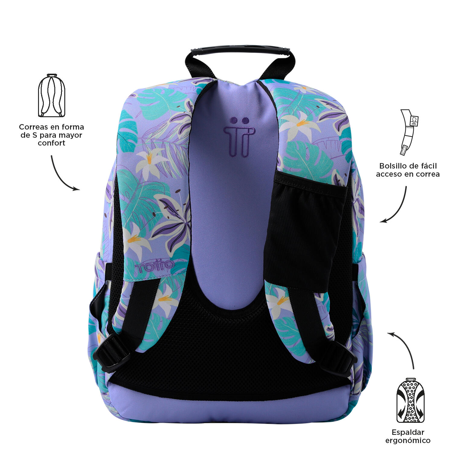 Totto  Mochila Gommas - Dragony Morado pequeño 3/5