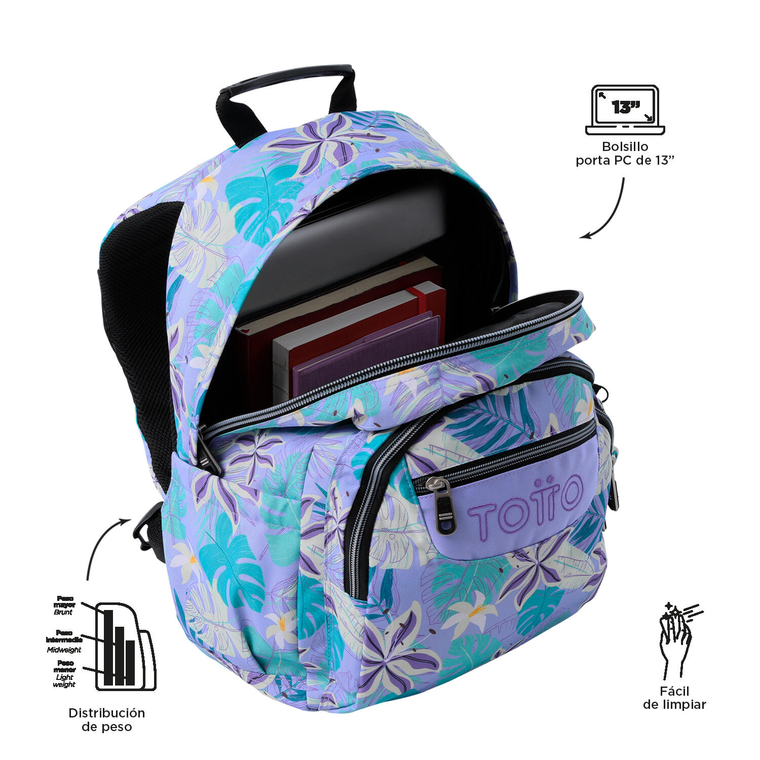 Totto  Mochila Gommas - Dragony Morado pequeño 4/5