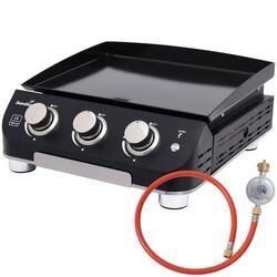 Plancha à gaz Palo - Plaque de cuisson à gaz - 3 brûleurs - Bac de récupération