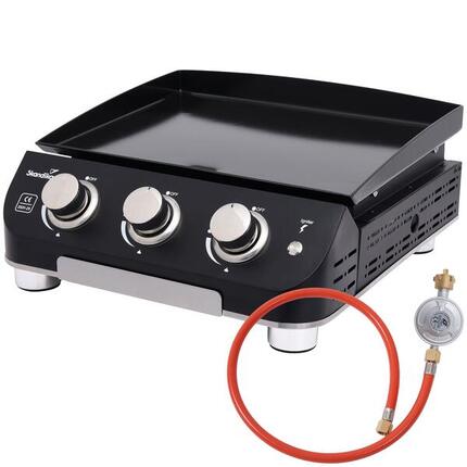 Plancha à gaz Palo - Plaque de cuisson à gaz - 3 brûleurs - Bac de récupération