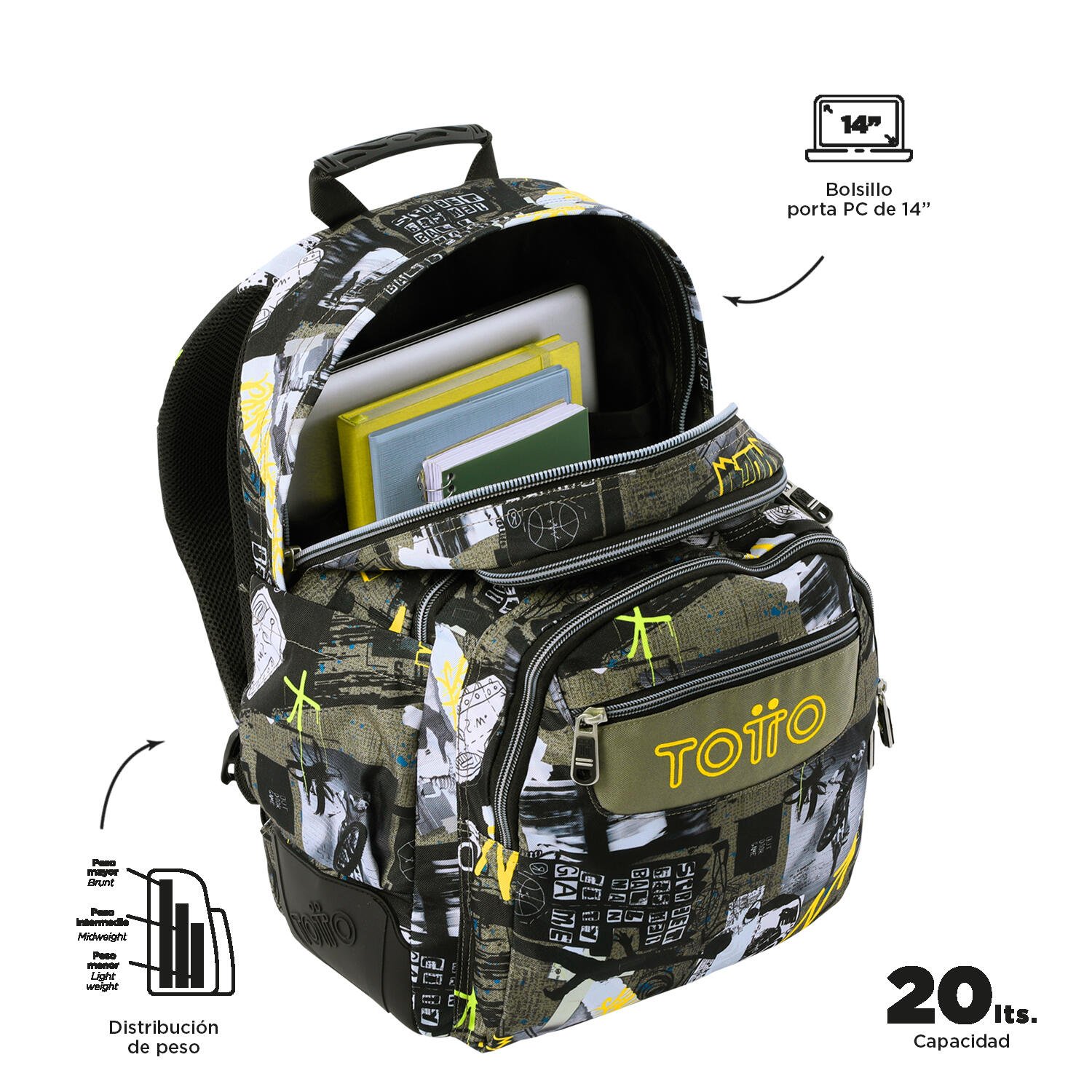 Totto Mochila escolar Rayol Baski Poliéster 33 x44 x13.5 cm 4/5
