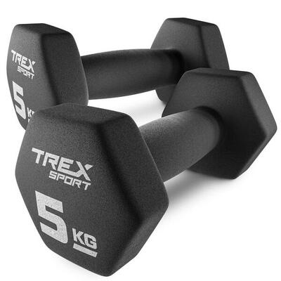 Neopreen dumbbell set trex sport tx-050vd 2×5 kg gietijzer