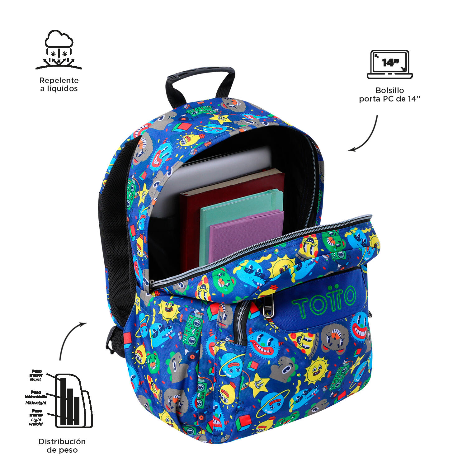 Totto Mochila escolar Acuareles Trello Poliéster reciclado 33 x 44 x 14 cm 4/5