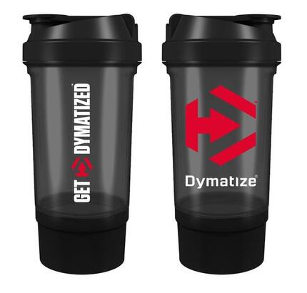 Shaker Dymatize 500 ml noir multi-compartiments sans BPA