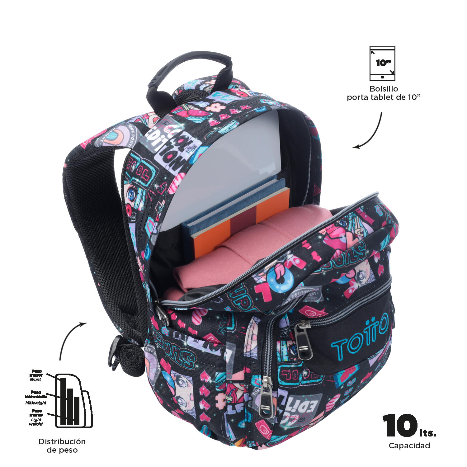 Totto Mochila escolar Tempera Misato Poliéster reciclado 27 x 36.5 x 12 cm 4/5