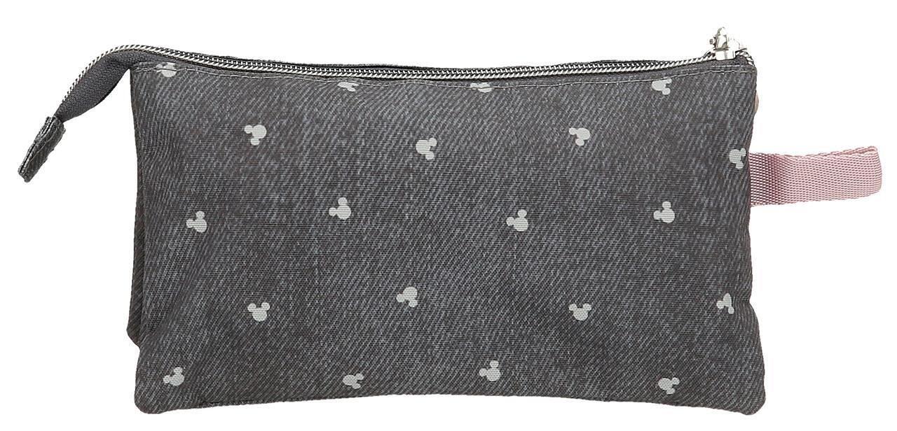Astuccio tre scomparti ragazza Disney Mickey Studs 12cm nero 2/6