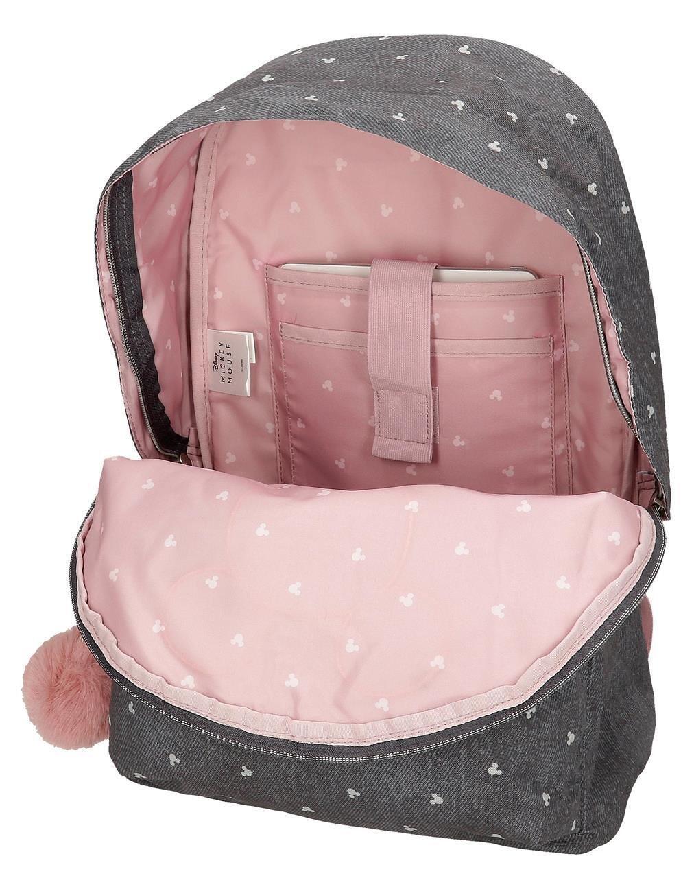 Sac à dos scolaire adaptable fille Disney Mickey Studs avec chariot 44cm noir 3/5