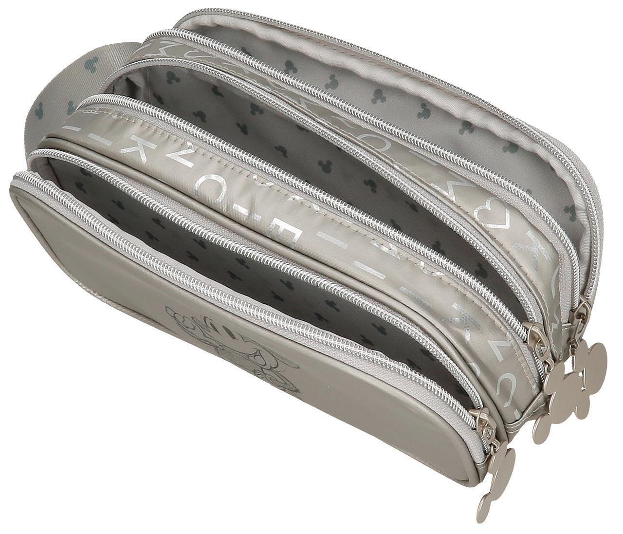 Trousse trois compartiments fille Disney Mickey 10cm argent 3/6