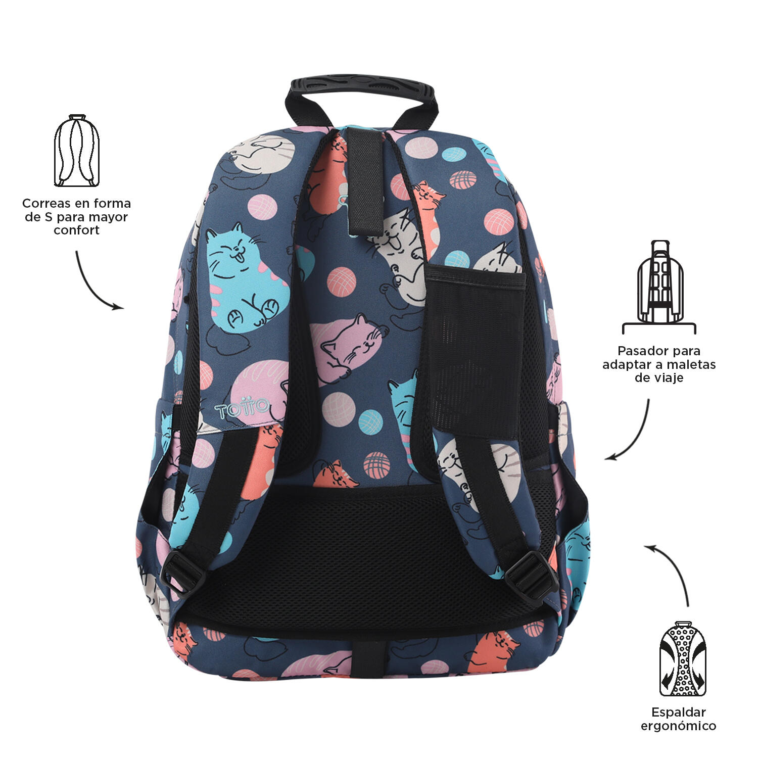 Totto Mochila escolar Acuareles Missi Poliéster reciclado 33 x 44 x 14 cm 3/5