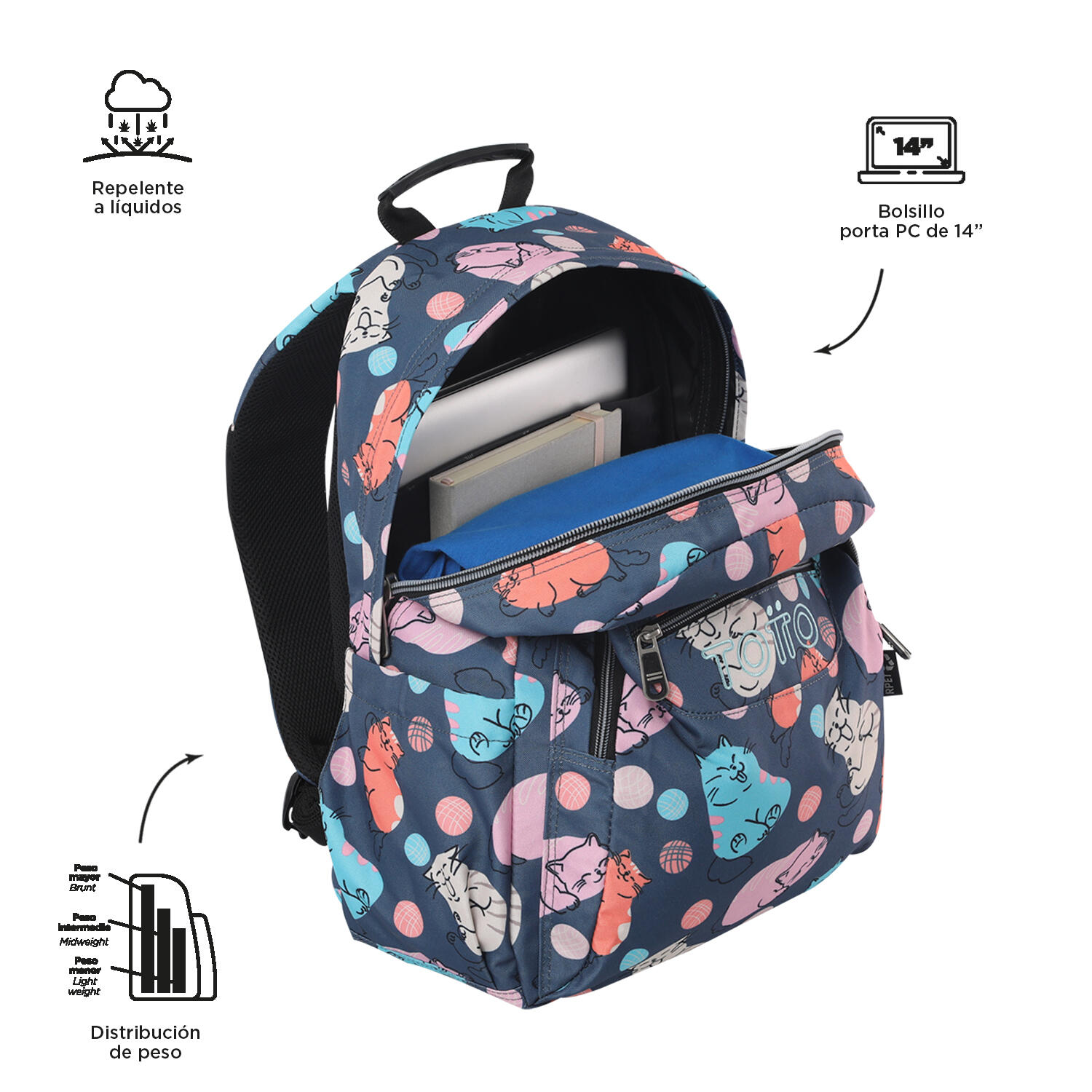 Totto Mochila escolar Acuareles Missi Poliéster reciclado 33 x 44 x 14 cm 4/5