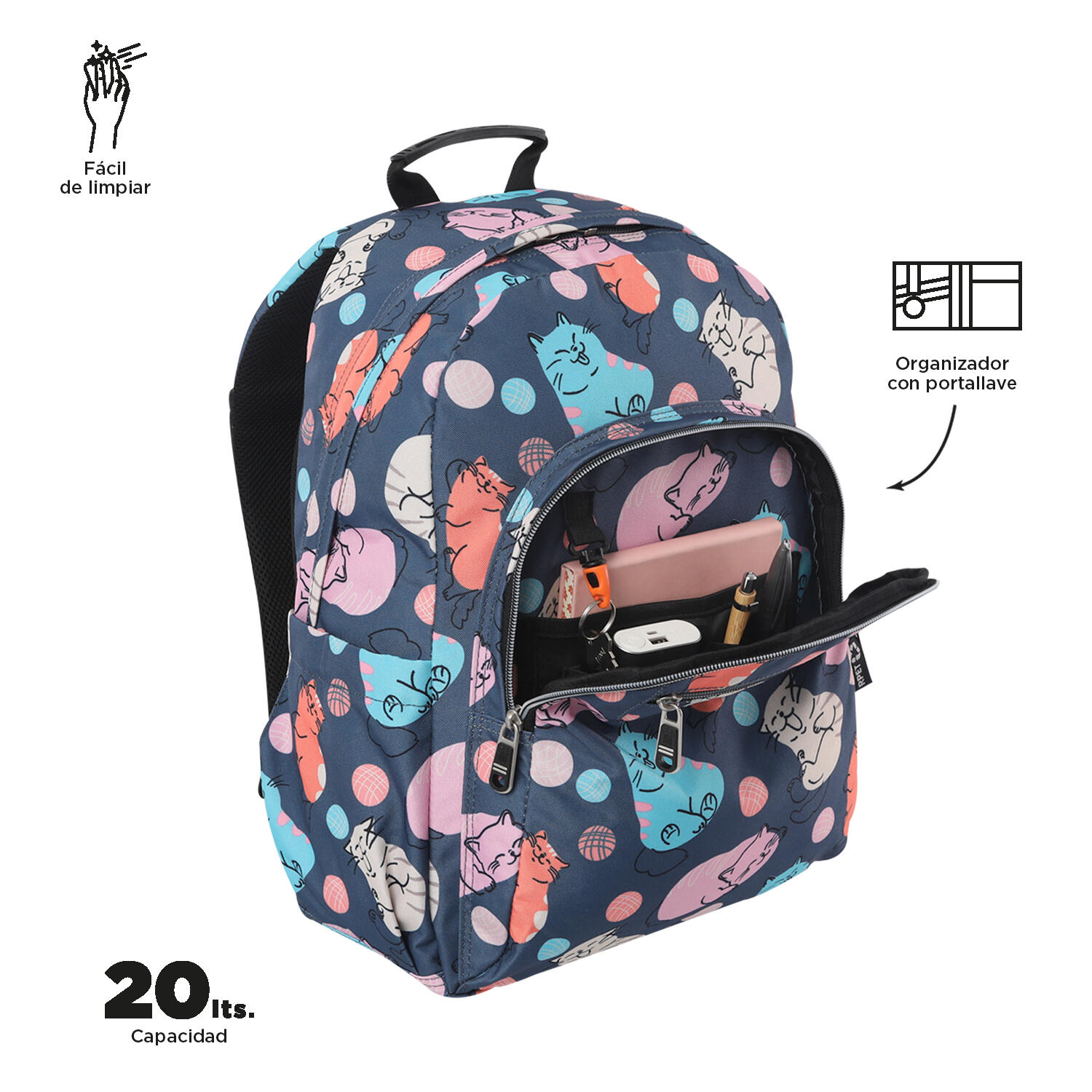 Totto Mochila escolar Acuareles Missi Poliéster reciclado 33 x 44 x 14 cm 5/5