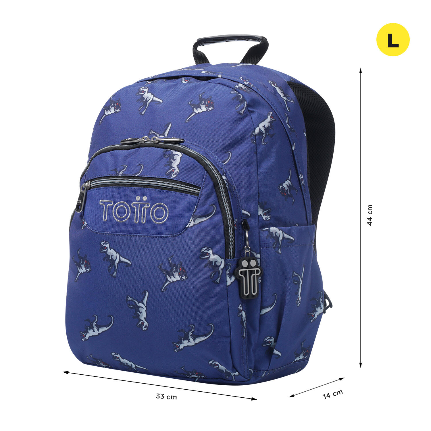 Totto Mochila escolar Acuareles Dinosaurs Blue Poliéster reciclado 33 x 44 x 14 2/5