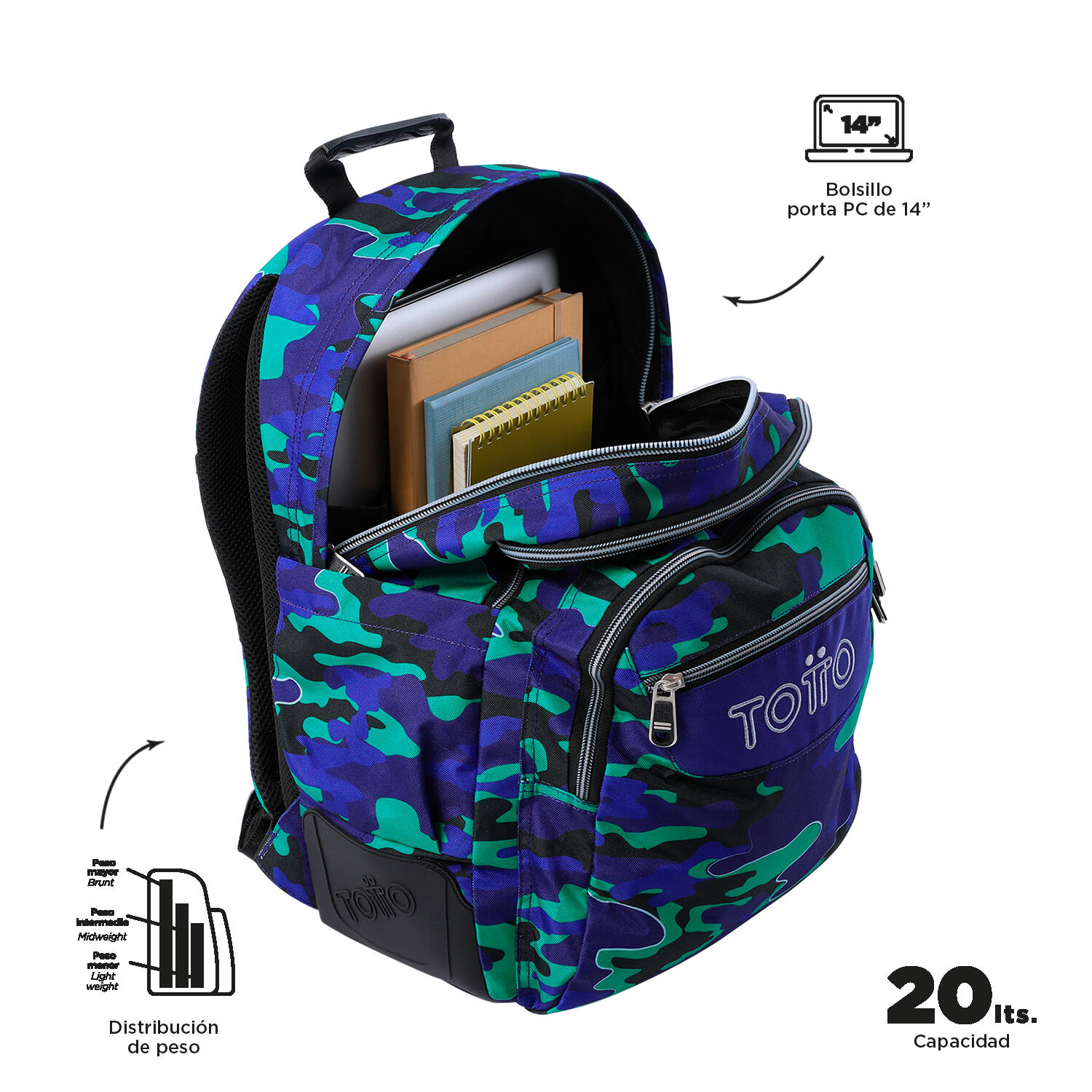 Totto Mochila escolar Rayol Seli Poliéster 33 x44 x13.5 cm 4/5
