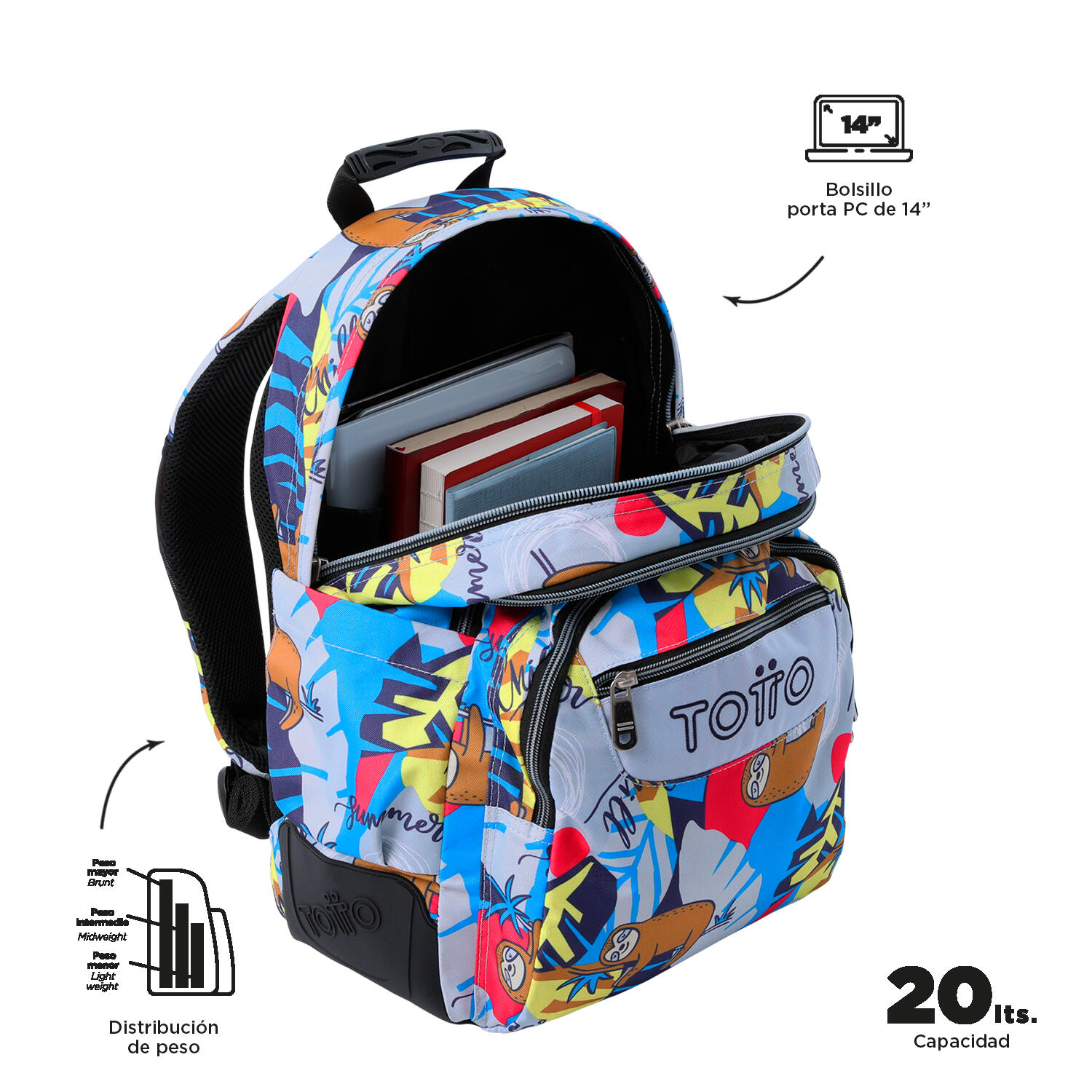 Totto Mochila escolar Rayol Lazel Poliéster 33 x44 x13.5 cm 4/5