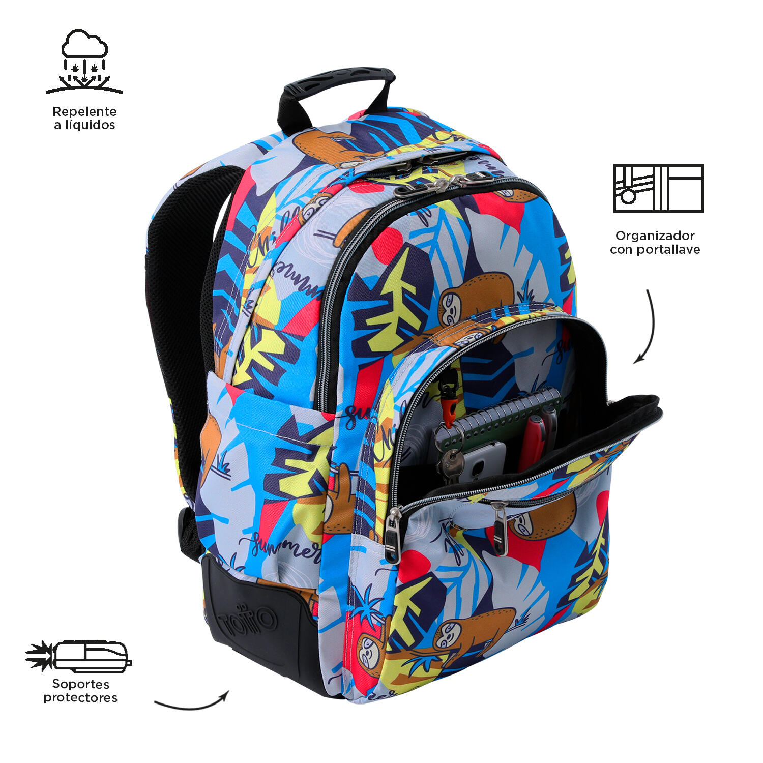 Totto Mochila escolar Rayol Lazel Poliéster 33 x44 x13.5 cm 5/5