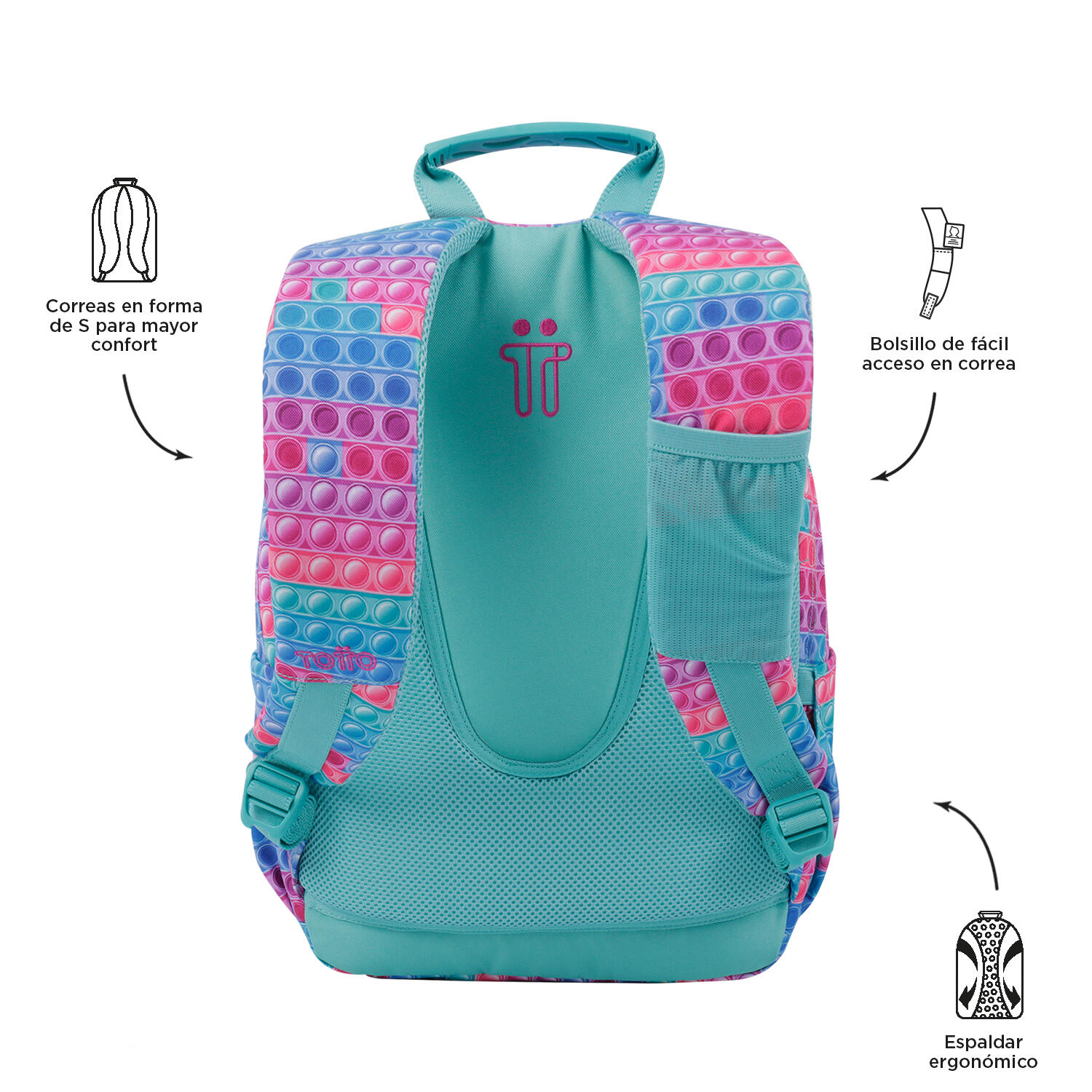 Totto Mochila escolar Gommas Pupit Poliéster reciclado 29 x 39 x 14 cm 3/5