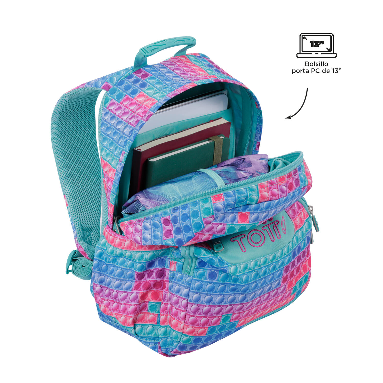 Totto Mochila escolar Gommas Pupit Poliéster reciclado 29 x 39 x 14 cm 4/5