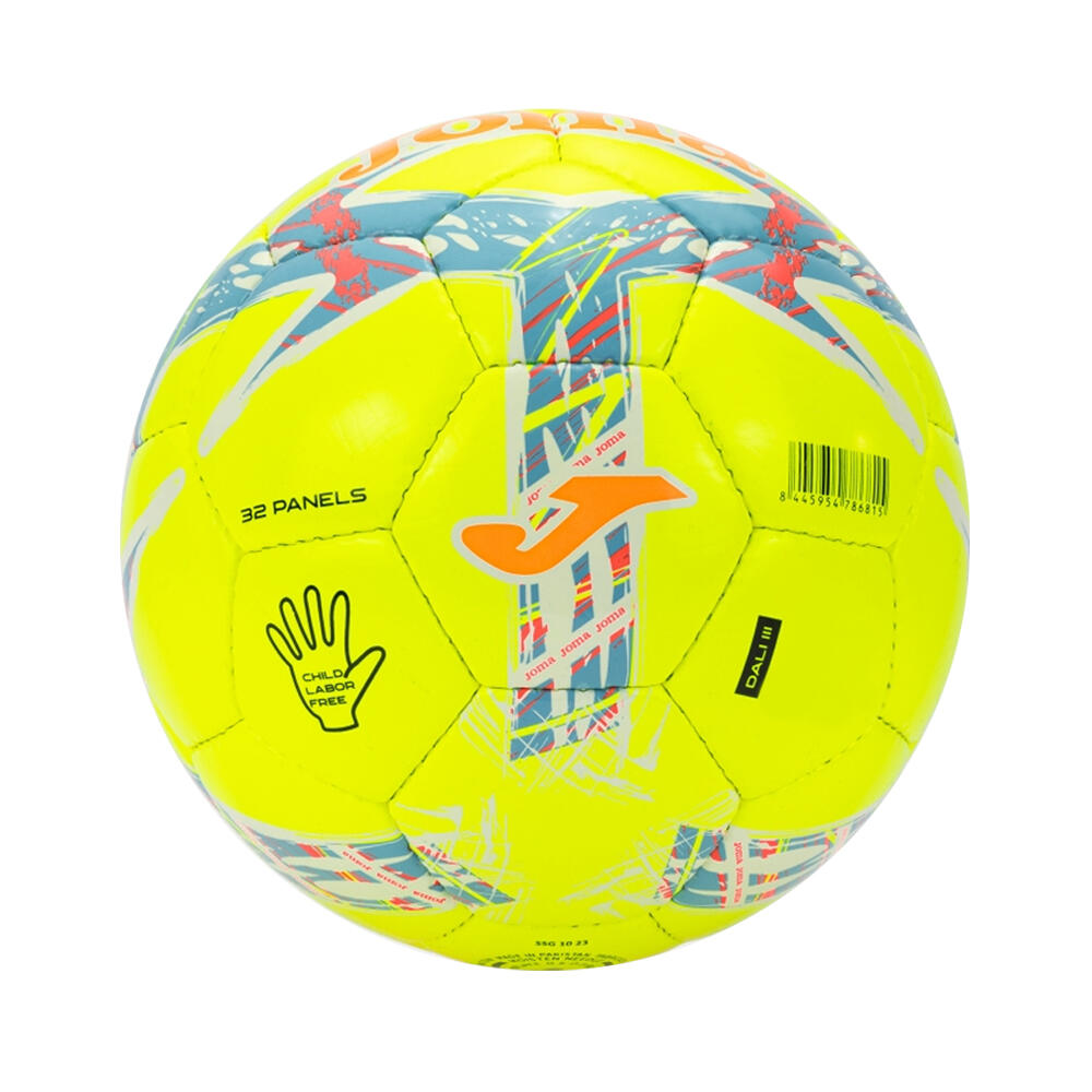 Balón Fútbol Joma Dalí III Amarillo Flúor Turquesa Flúor T-5 2/2