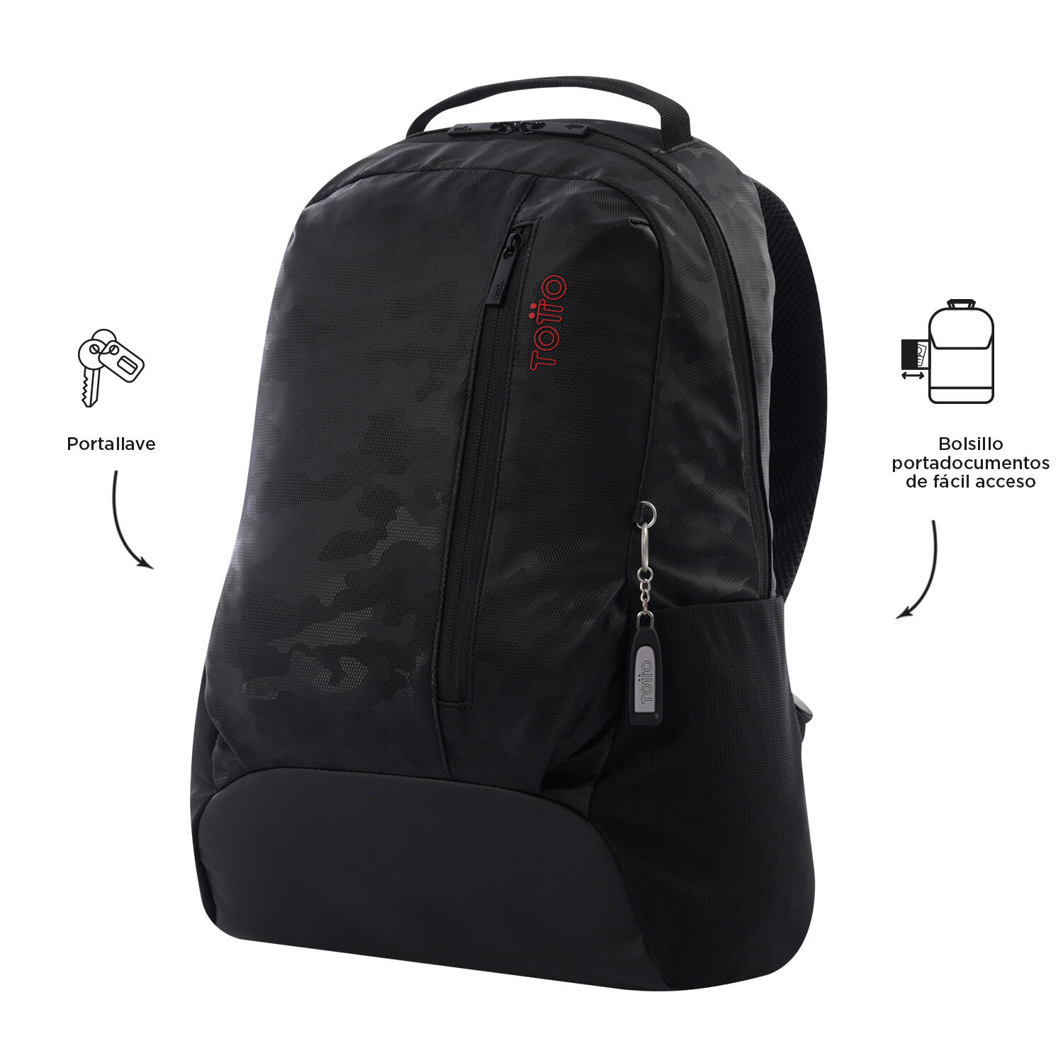 Totto Mochila urbana Detroit Black Poliéster 33 x 45 x 13 cm 5/5