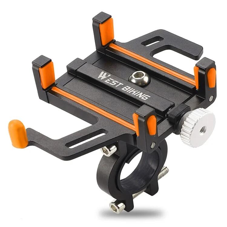 West Biking - Support De Téléphone De Guidon De Vélo En Alliage D'Aluminium - Support Smartphone - Orange - No Size - Decathlon