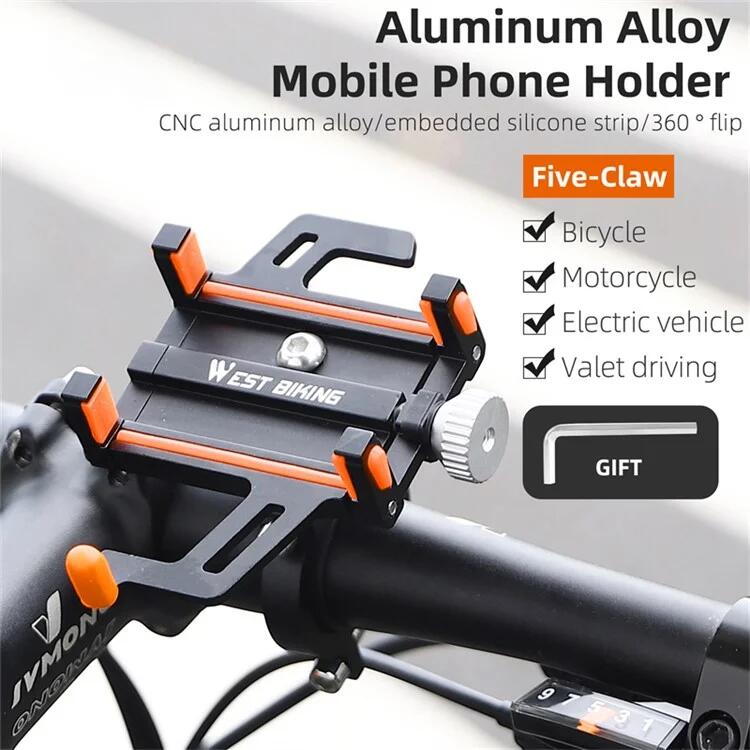 Support de téléphone de guidon de vélo en alliage d'aluminium