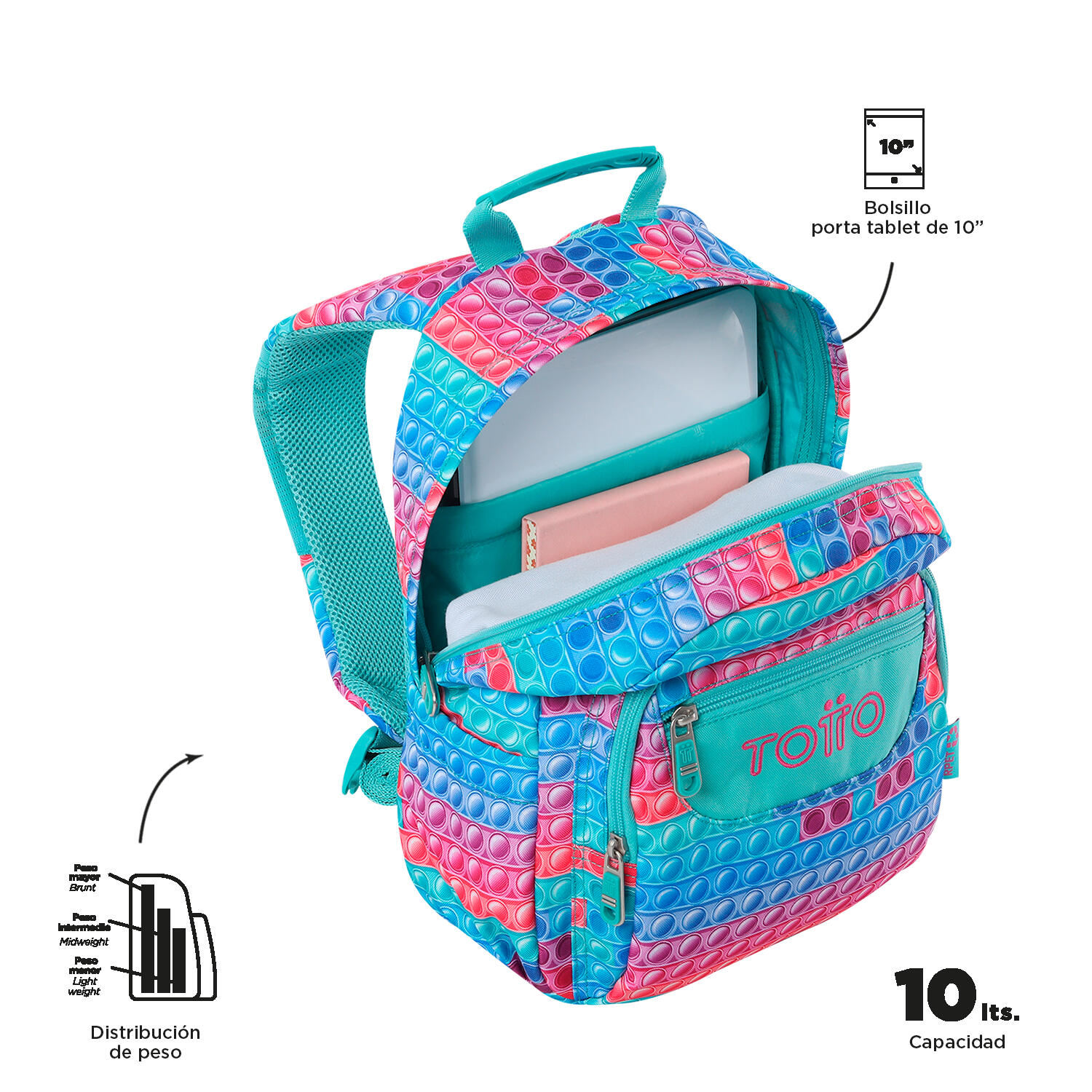 Totto Mochila escolar Tempera Pupit Poliéster reciclado 27 x 36.5 x 12 cm 4/5