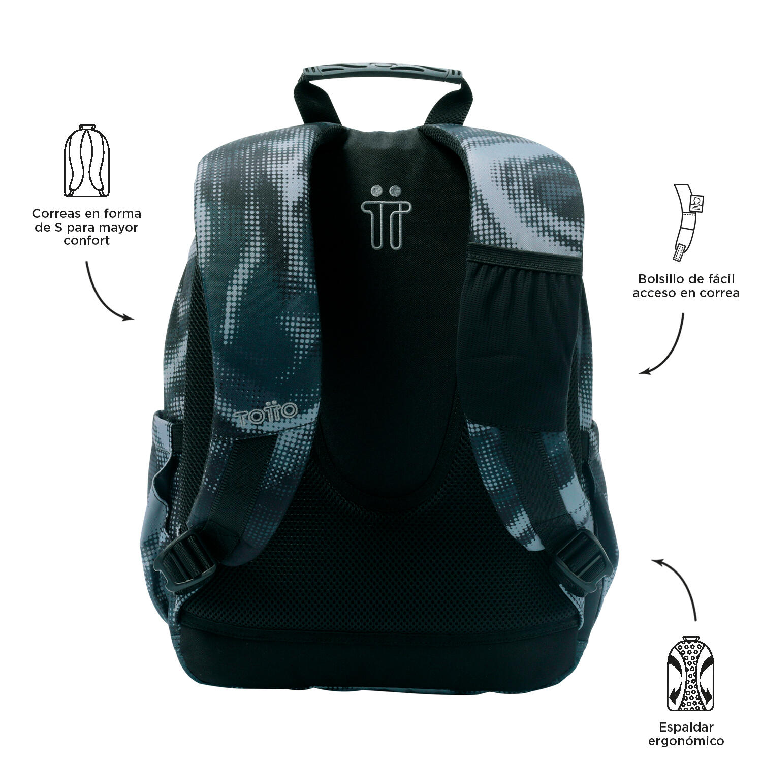 Totto Mochila escolar Gommas Bluc Poliéster reciclado 29 x 39 x 14 cm 3/5