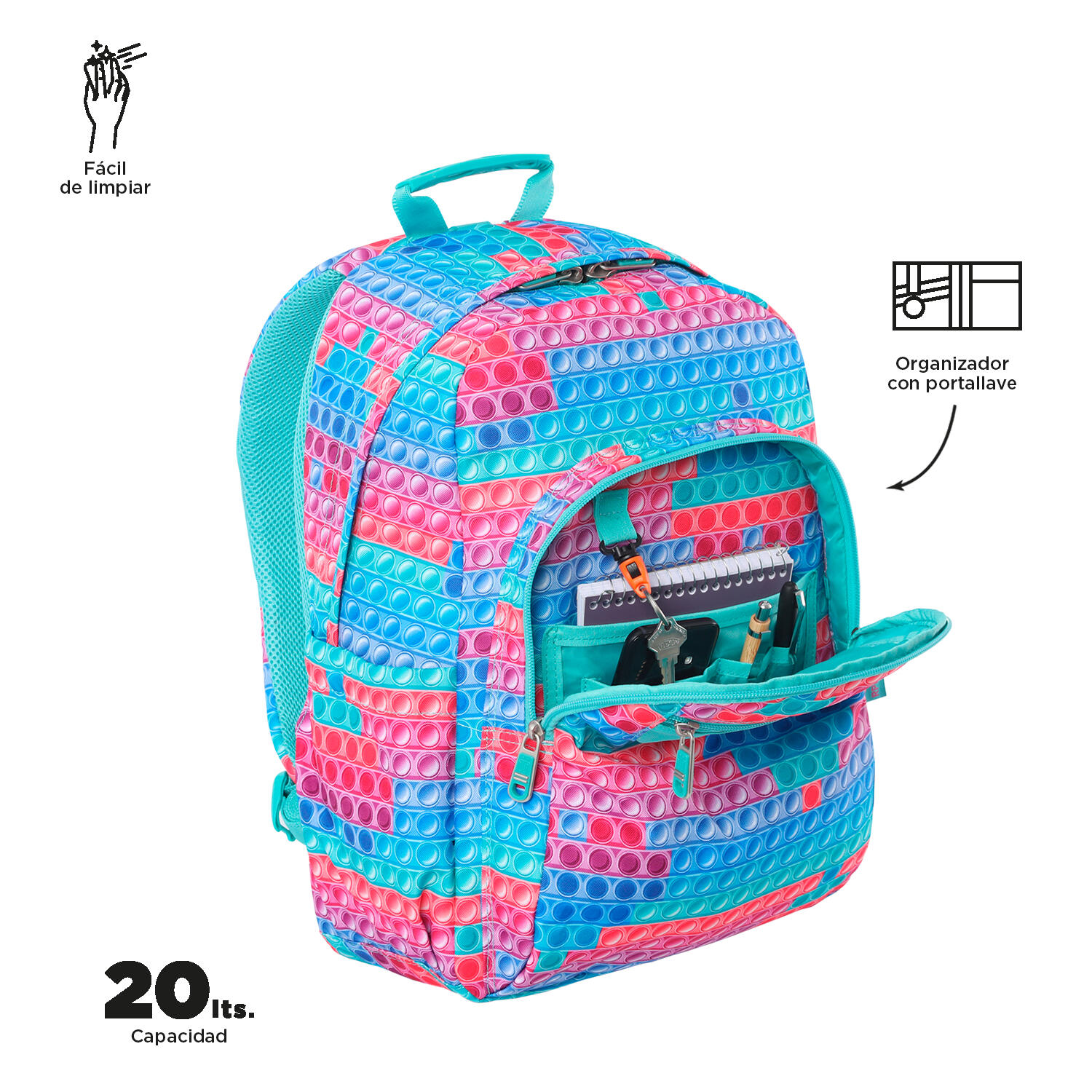 Totto Mochila escolar Acuareles Pupit Poliéster reciclado 33 x 44 x 14 cm 5/5
