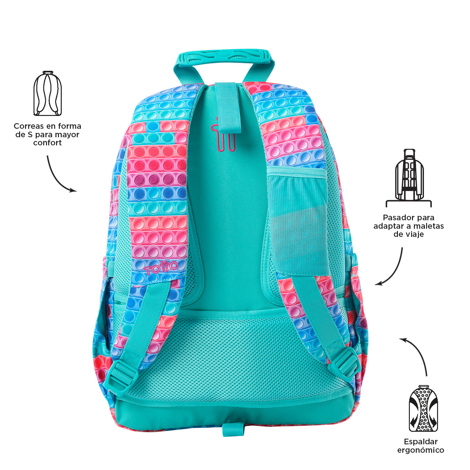 Totto Mochila escolar Acuareles Pupit Poliéster reciclado 33 x 44 x 14 cm 3/5