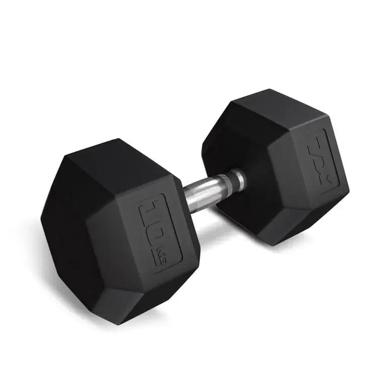 Гумен стоманен дъмбел за силови тренировки Trex Sport 1x10kg