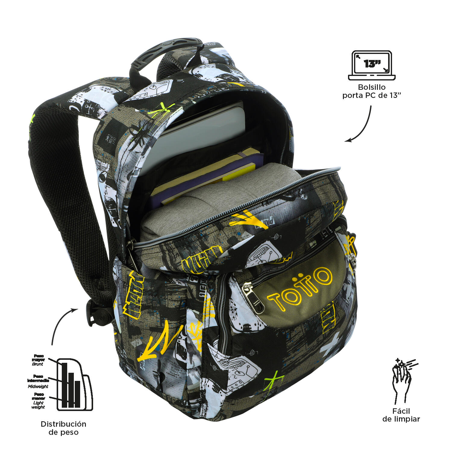 Totto  Mochila Gommas - Dragony Multicolor pequeño 4/5