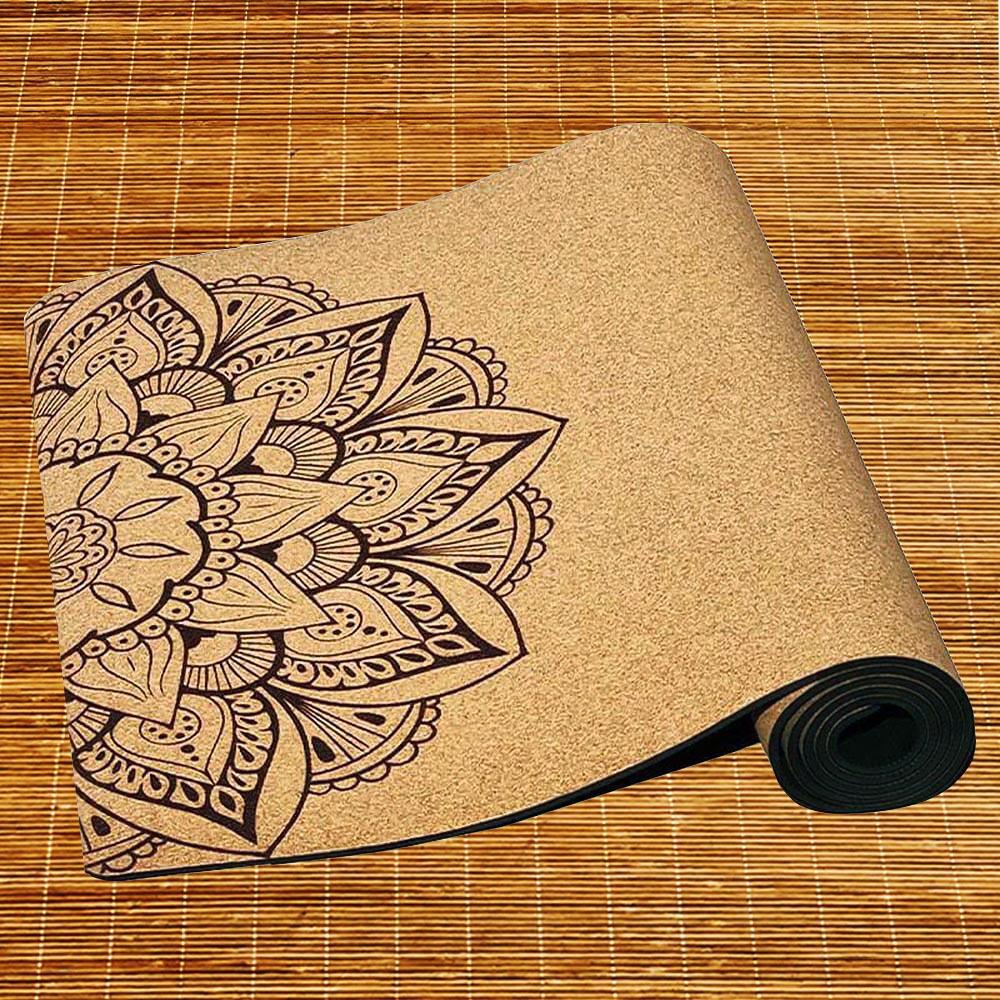Tappetino yoga sughero, nuovo concetto 3 strati 6mmx68cmx1,83m Mandala 3/6