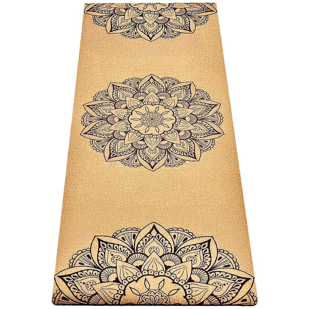 Tapete de ioga cortiça novo conceito 3 camadas 6mmx68cmx1,83m mandala