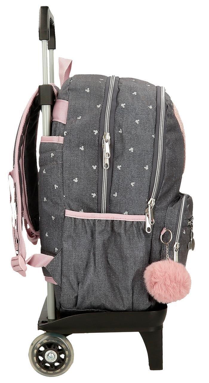 Sac à dos scolaire adaptable fille Disney Mickey Studs avec chariot 44cm noir 4/6