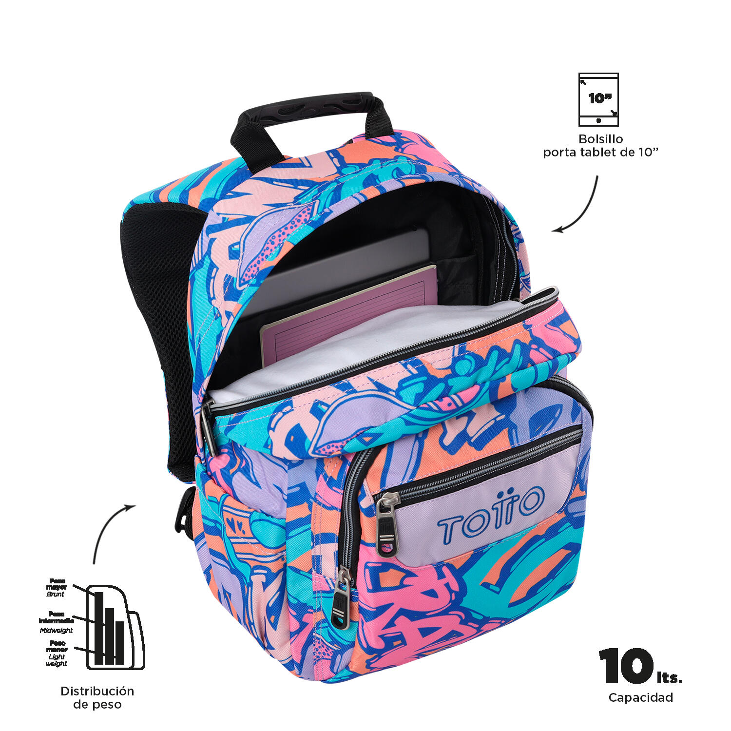 Totto Mochila escolar Tempera Broad Poliéster reciclado 27 x 36.5 x 12 cm 4/5