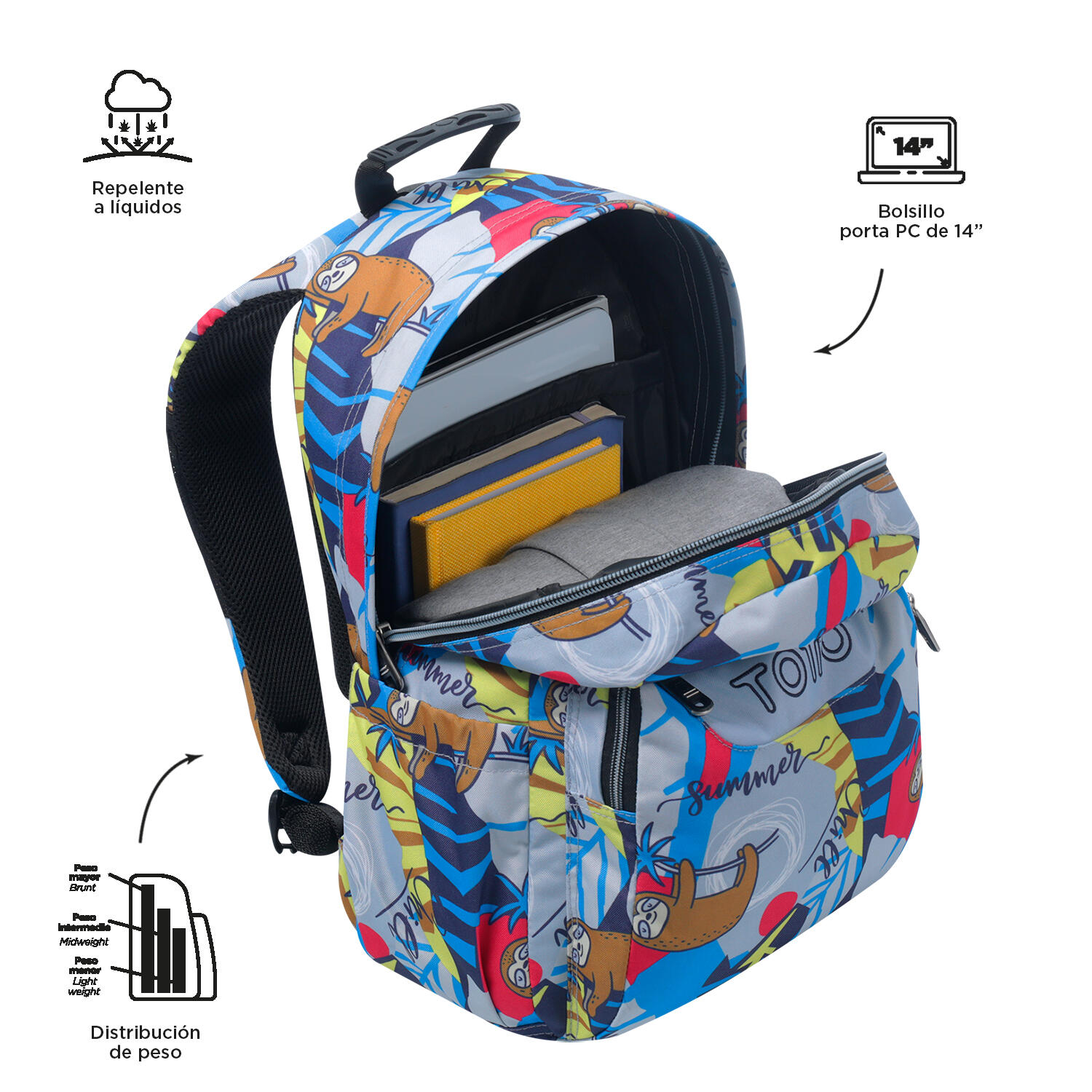Totto Mochila escolar Acuareles Lazel Poliéster reciclado 33 x 44 x 14 cm 4/5