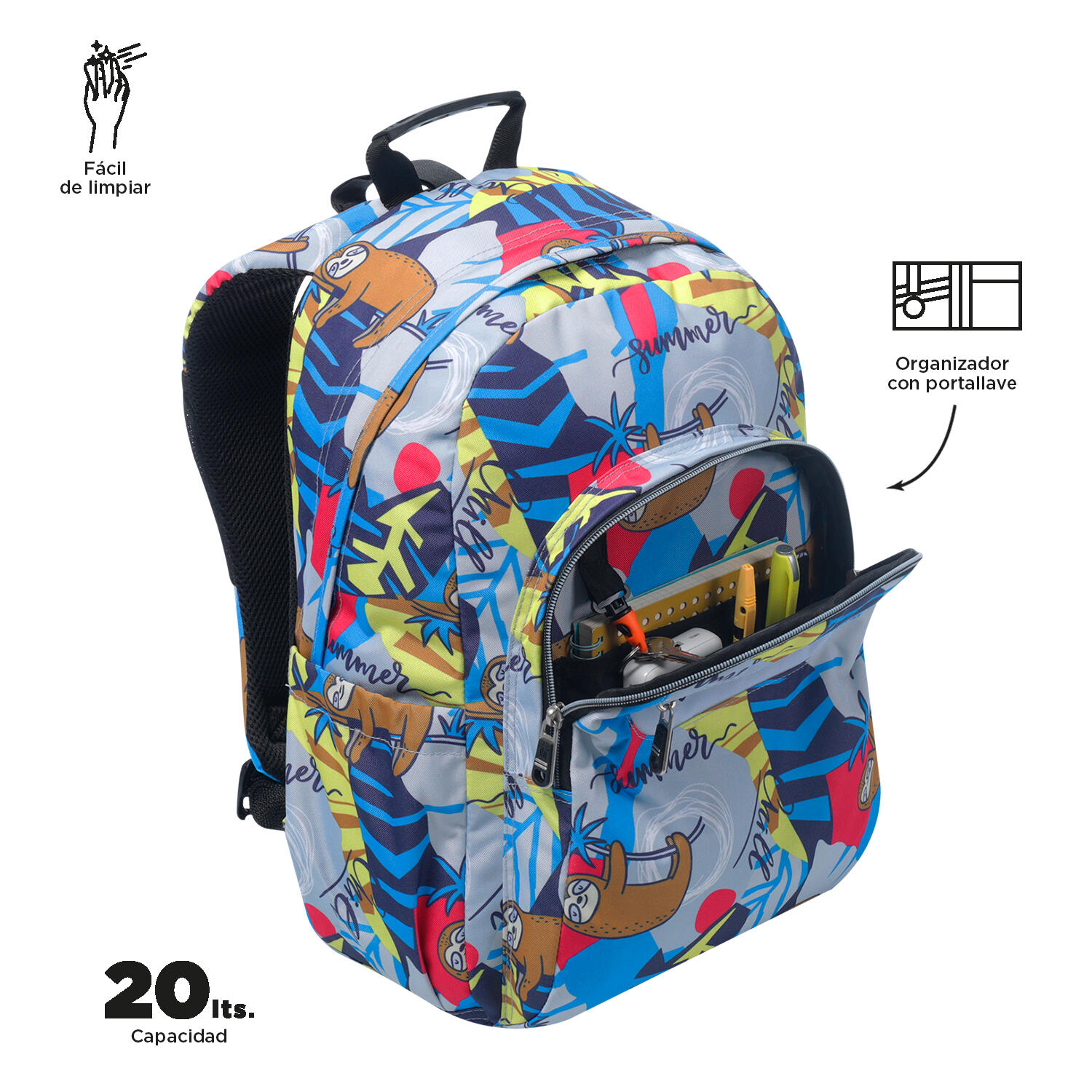 Totto Mochila escolar Acuareles Lazel Poliéster reciclado 33 x 44 x 14 cm 5/5