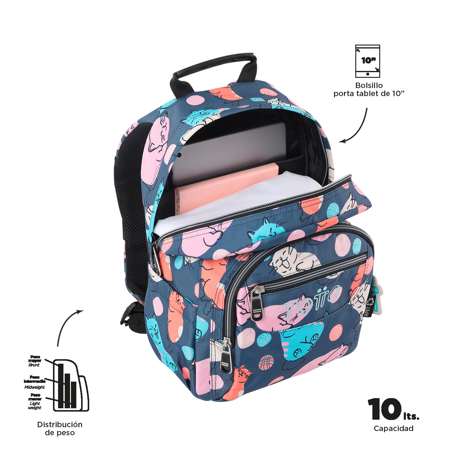 Totto Mochila escolar Tempera Missi Poliéster reciclado 27 x 36.5 x 12 cm 4/5