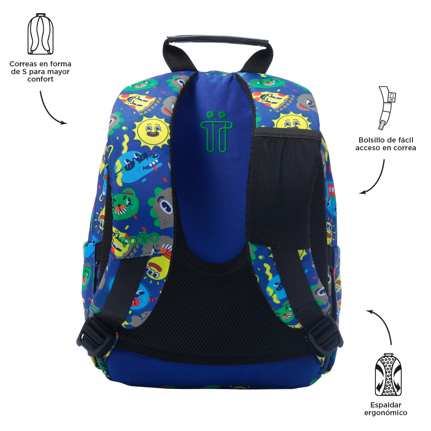 Totto  Mochila Tempera - Sticks Azul pequeño 3/5