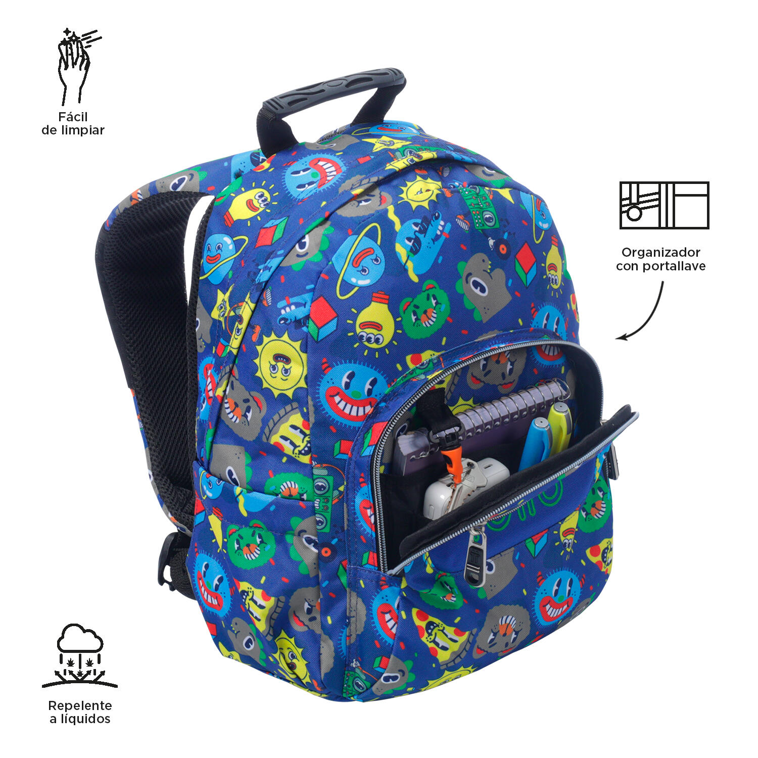 Totto  Mochila Tempera - Sticks Azul pequeño 5/5