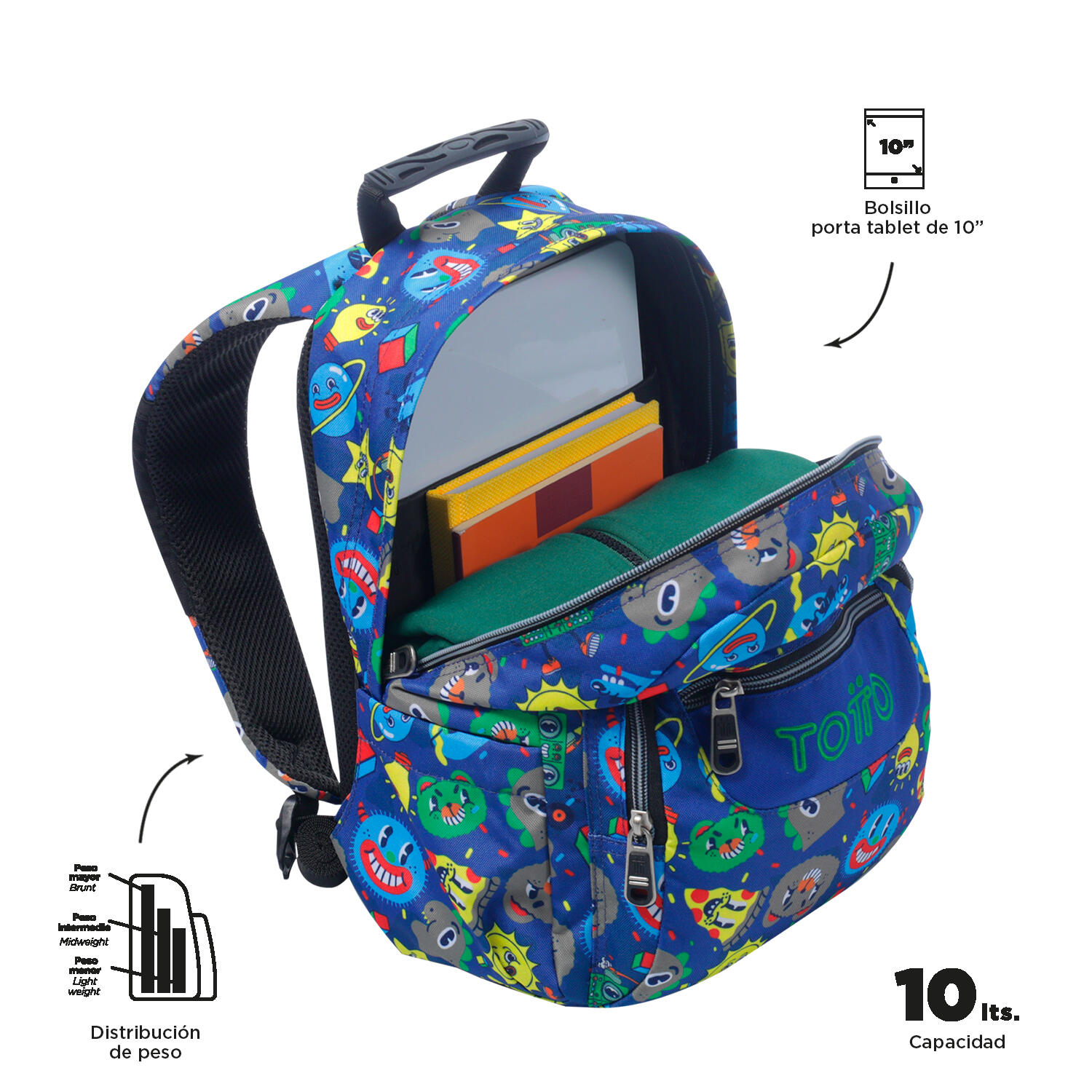 Totto  Mochila Tempera - Sticks Azul pequeño 4/5