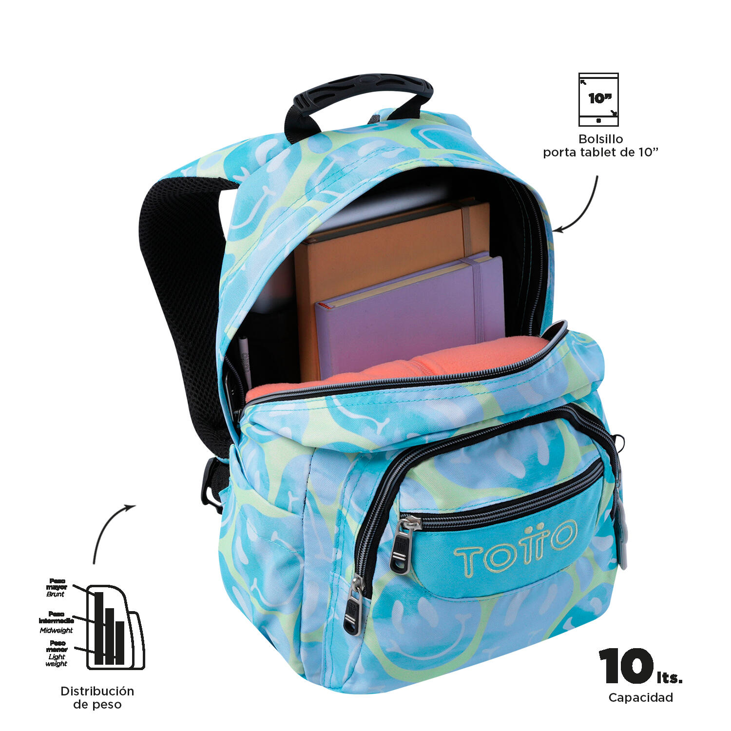 Totto Mochila escolar Tempera Happy Flow Poliéster reciclado 27 x 36.5 x 12 cm 4/5