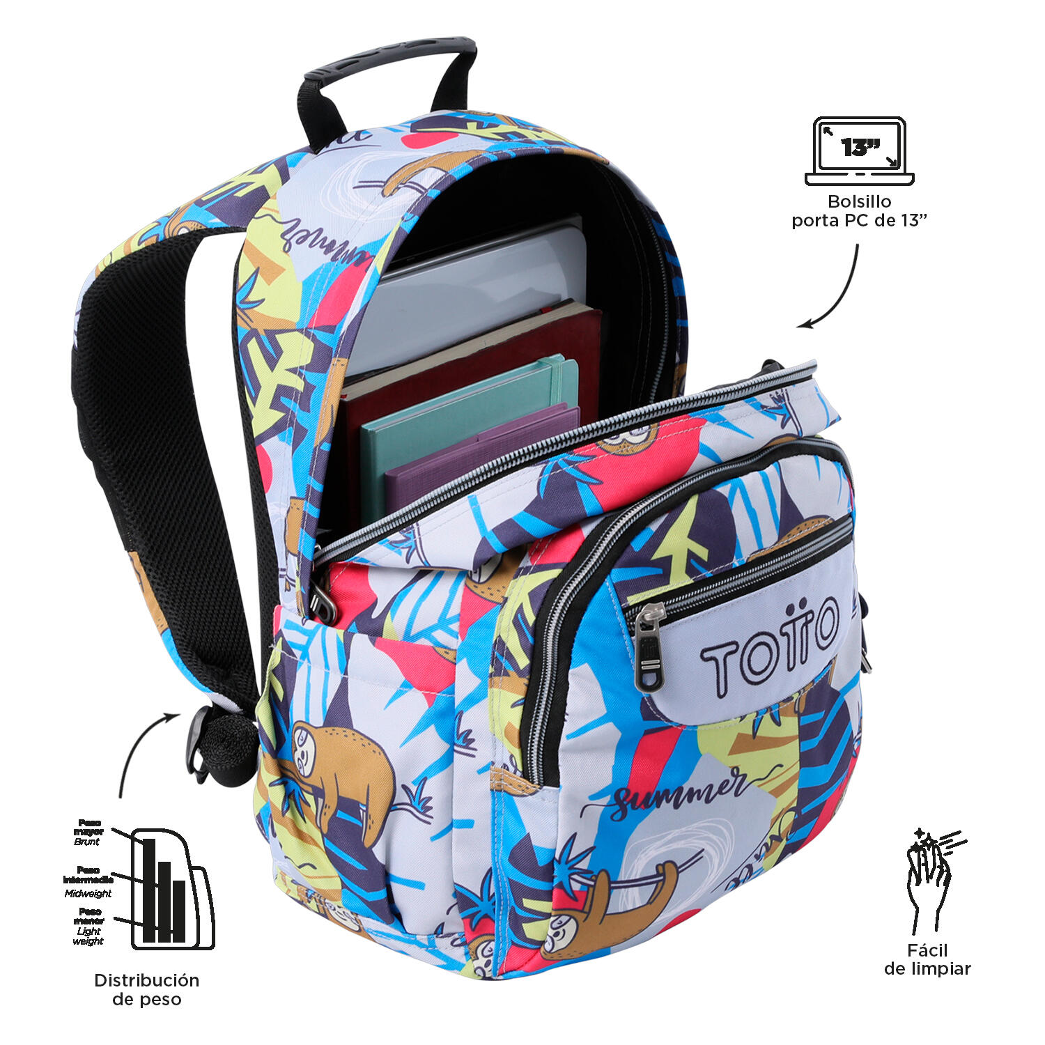 Totto Mochila escolar Gommas Lazel Poliéster reciclado 29 x 39 x 14 cm 4/5